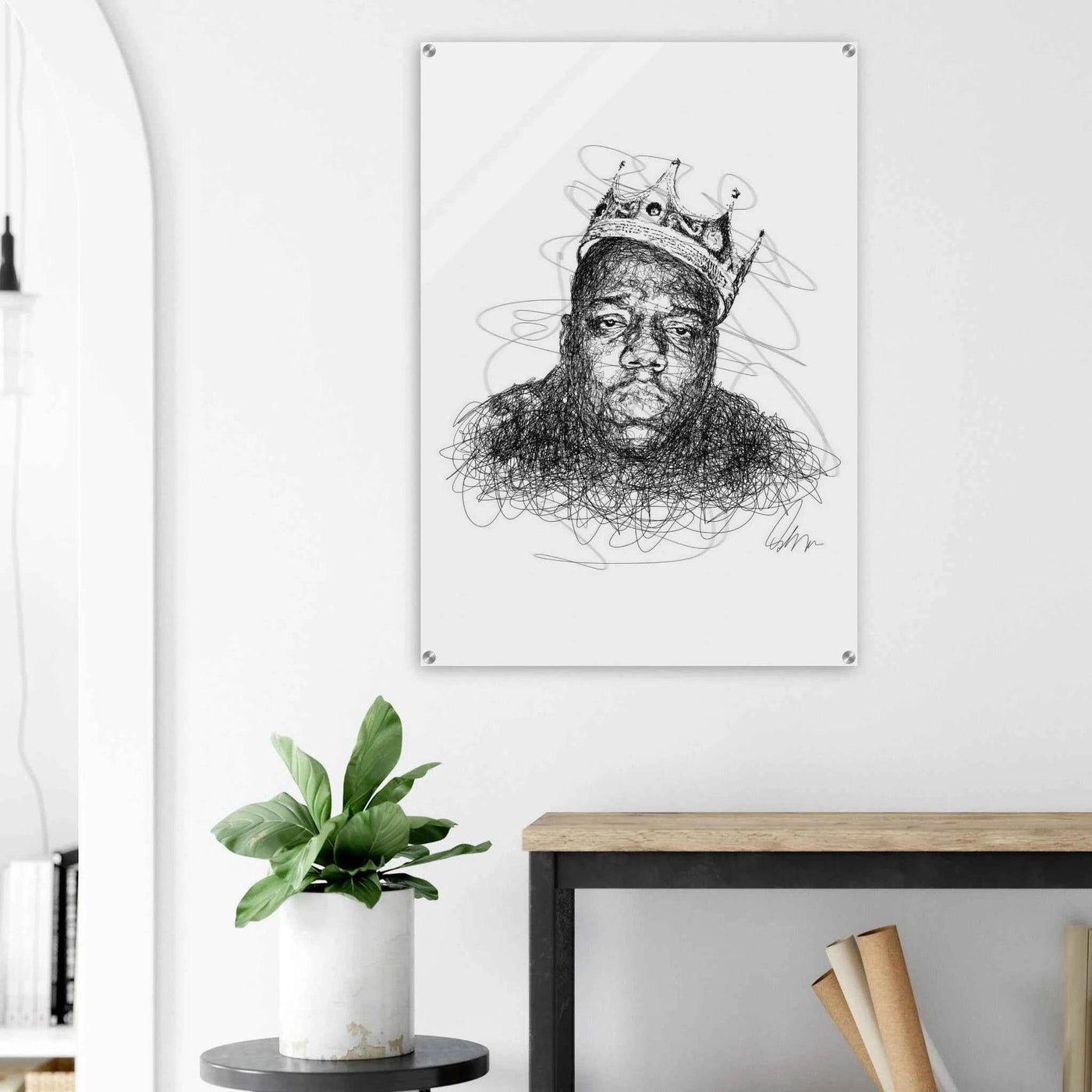 Notorious B.I.G. Scribble Art Acrylic Print – Iconic, Modern, Durable Wall Decor for Any Space - Vibrantwalls