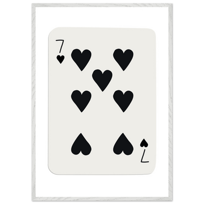 Seven of Hearts - Modern Poker Card Print Art - Eco-Friendly Wood Framed Poster, in your choice of elegant frames - Vibrantwalls