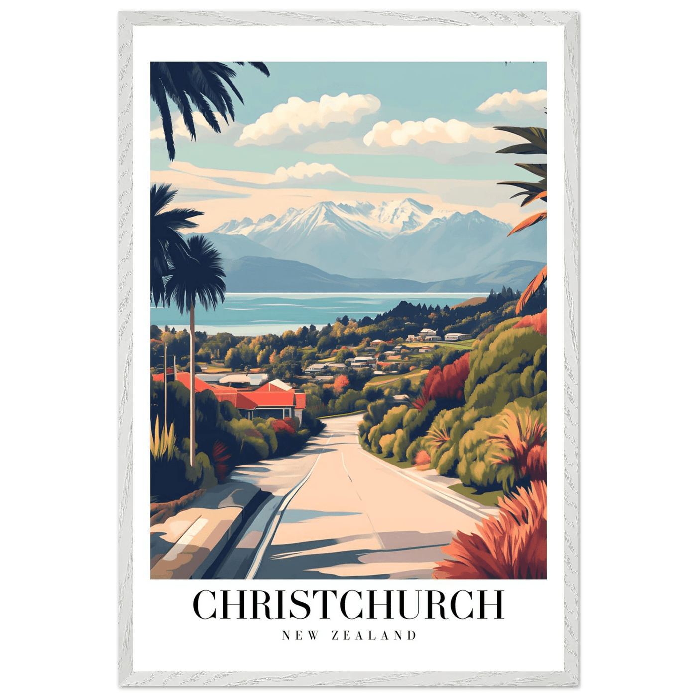 Christchurch New Zealand Framed Poster – Vintage Travel Wall Art with Wooden Frame - Vibrantwalls