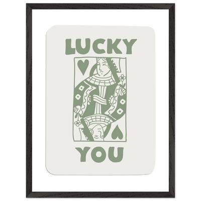 Lucky You Poker Card Print - Queen of Hearts Framed Art - Eco-Friendly Wood Frame - Vibrantwalls