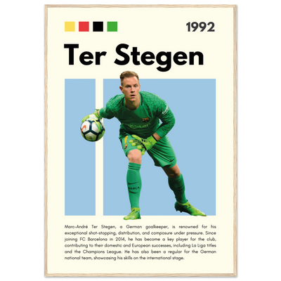 Marc-André Ter Stegen FC Barcelona Goalkeeper Framed Poster – Minimalist Football Art Print 70x100 cm 28x40″ Wood frame Vibrantwalls