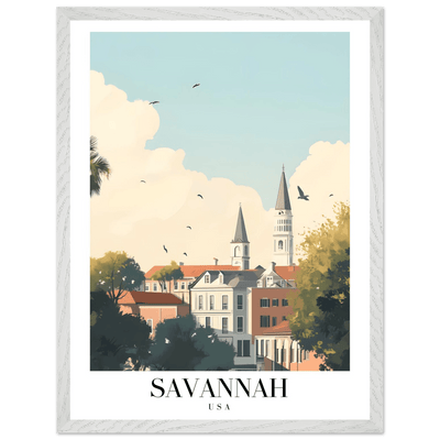 Savannah USA Framed Poster – Charming Cityscape Wall Art with Wooden Frame - Vibrantwalls