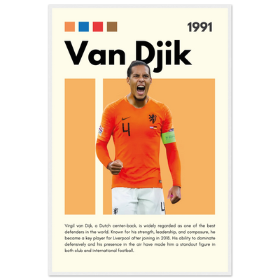 Virgil van Dijk Liverpool/Netherlands Football Framed Poster - Orange & Dynamic Sports Art Print 60x90 cm 24x36″ White frame Vibrantwalls