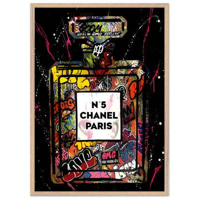 Coco Mademoiselle Chanel Perfume Pop Art Graffiti Print - Iconic Scent, Street Style Art Piece in Your Choice of Frame - Vibrantwalls