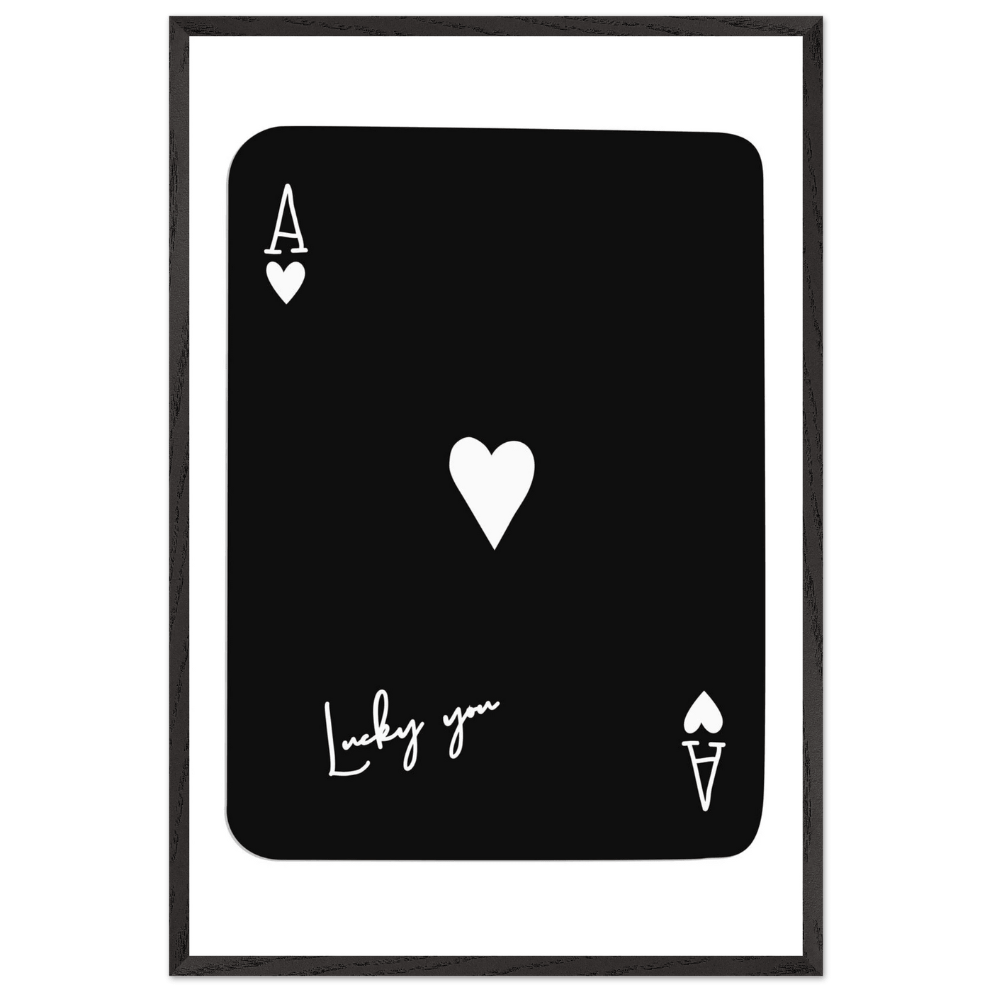 Minimalist Ace of Hearts Poker Card Print - Lucky You Framed Poster Art, Eco-Friendly Wood Frame - Vibrantwalls