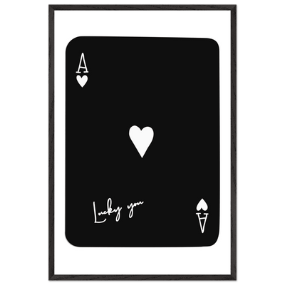 Minimalist Ace of Hearts Poker Card Print - Lucky You Framed Poster Art, Eco-Friendly Wood Frame - Vibrantwalls