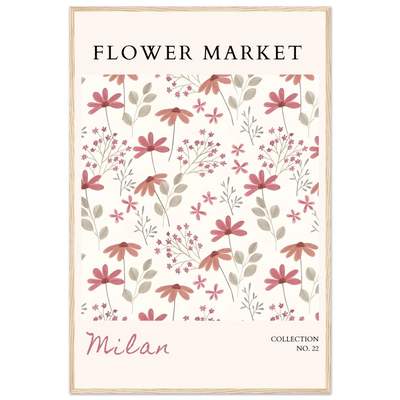 Milan Flower Market Framed Poster – Blush & Sage Floral Art Print | Ready-to-Hang Wall Decor - Vibrantwalls