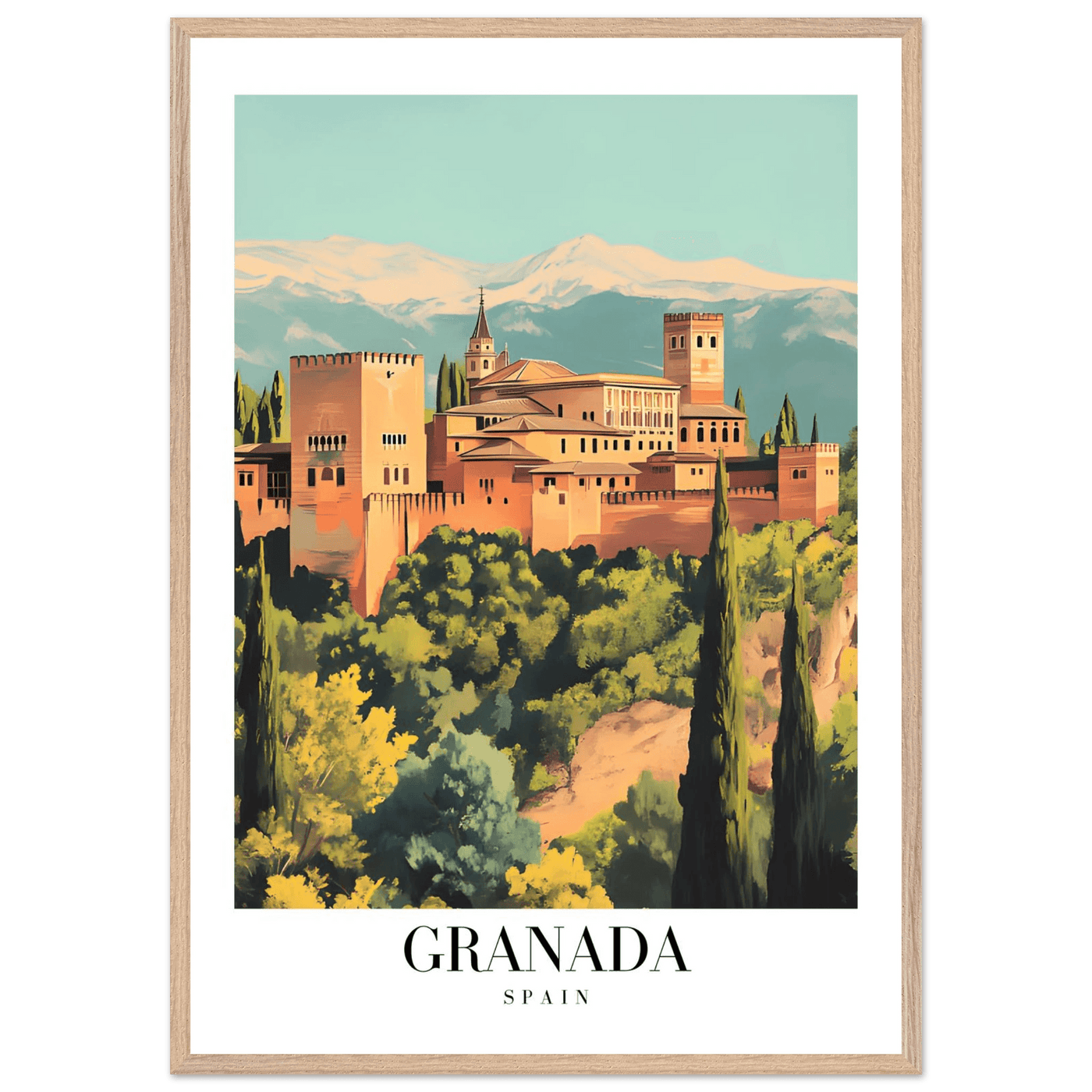 Granada Spain Framed Poster – Vintage Travel Wall Art with Wooden Frame - Vibrantwalls