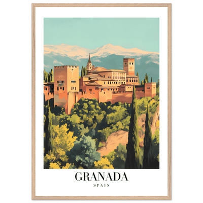 Granada Spain Framed Poster – Vintage Travel Wall Art with Wooden Frame - Vibrantwalls