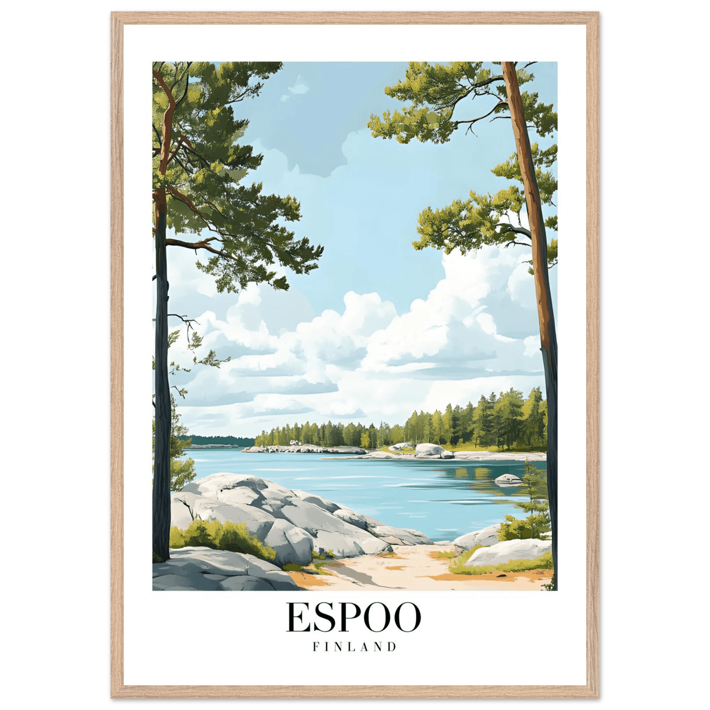 Espoo Finland Framed Poster – Serene Nordic Landscape Wall Art with Wooden Frame - Vibrantwalls