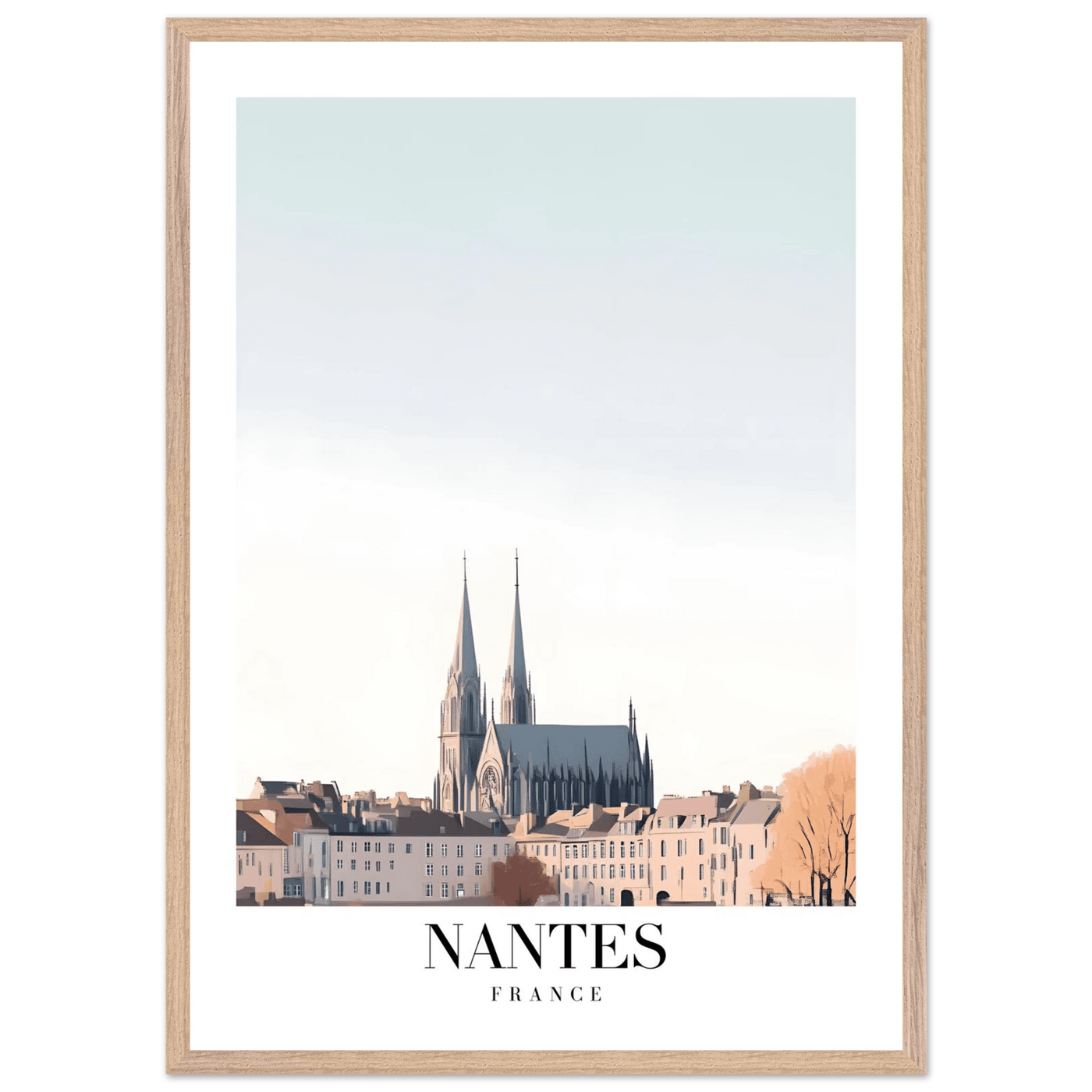 Nantes France Cathedral Framed Poster - Minimalist Travel Wall Art in Your Choice of Size & Frame - Vibrantwalls