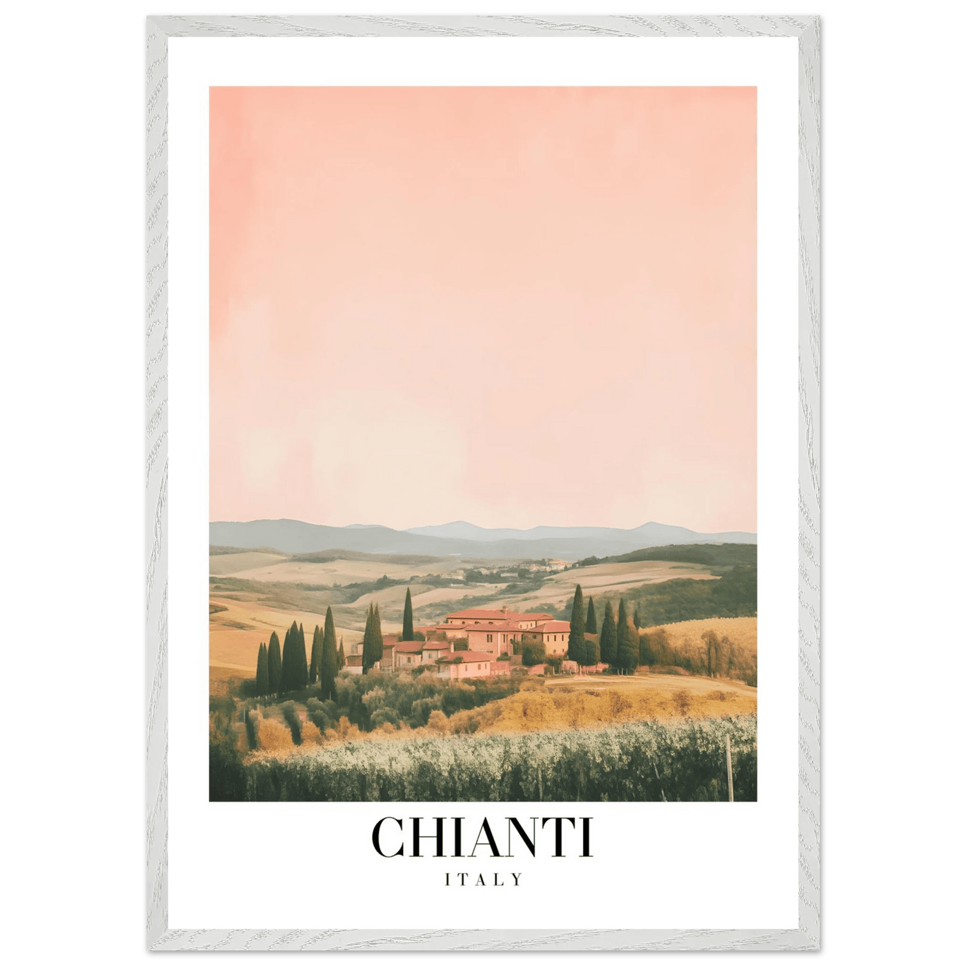 Chianti, Italy Framed Poster – Vintage Tuscan Countryside Wall Art with Customizable Wooden Frame - Vibrantwalls