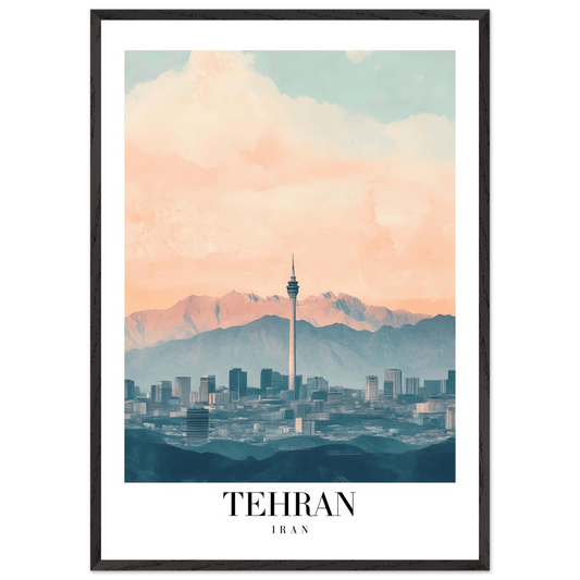 Tehran Iran Framed Poster – Vintage Cityscape Wall Art with Soft Hues & Wooden Frame - Vibrantwalls