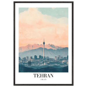 Tehran Iran Framed Poster – Vintage Cityscape Wall Art with Soft Hues & Wooden Frame - Vibrantwalls