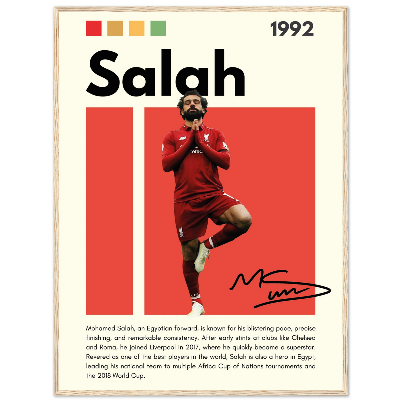 Mohamed Salah Liverpool FC Framed Poster – Iconic Yoga Pose Football Art Print 60x80 cm 24x32″ Wood frame Vibrantwalls