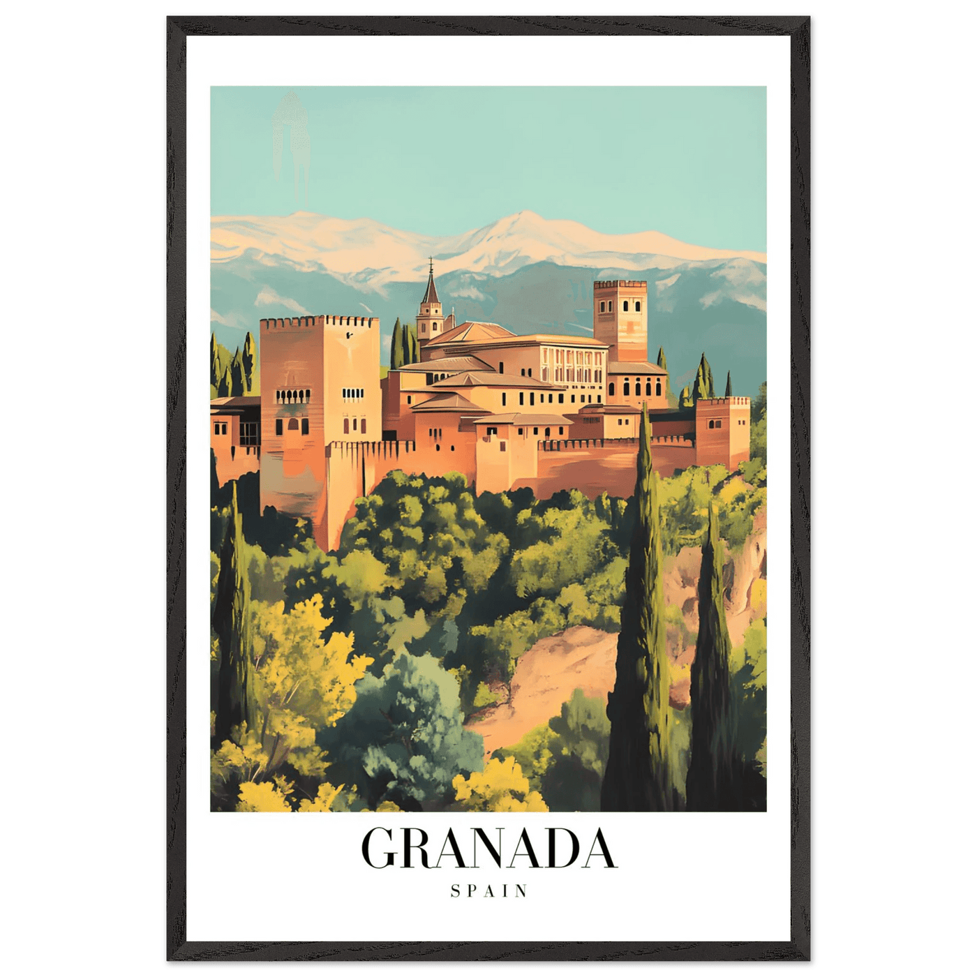 Granada Spain Framed Poster – Vintage Travel Wall Art with Wooden Frame - Vibrantwalls