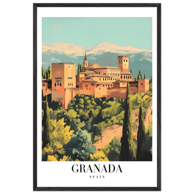Granada Spain Framed Poster – Vintage Travel Wall Art with Wooden Frame - Vibrantwalls