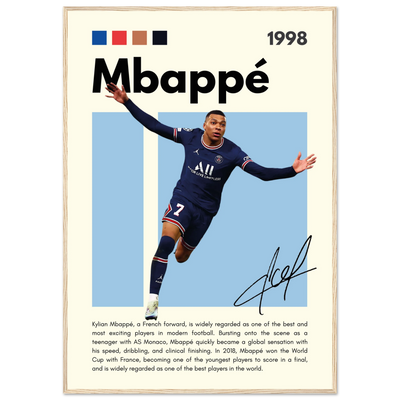 Kylian Mbappé PSG Soccer Framed Football Poster 70x100 cm 28x40″ Wood frame Vibrantwalls