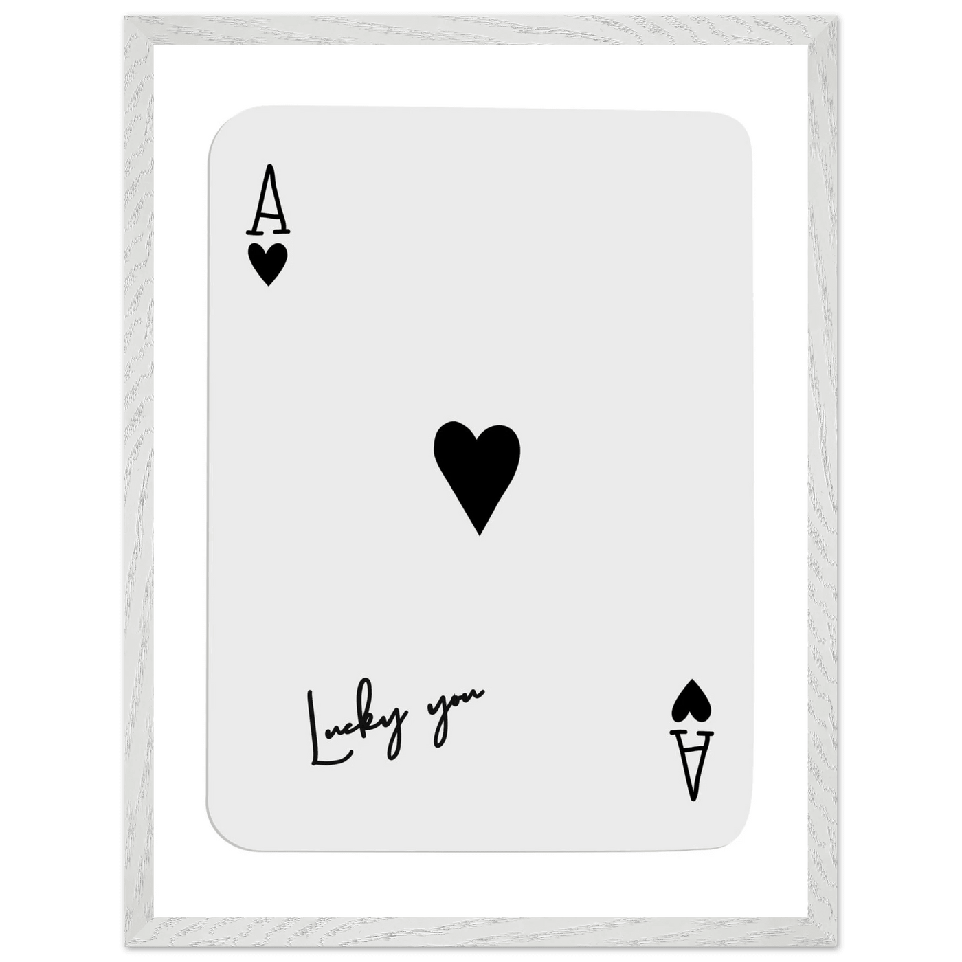 Lucky You Ace of Hearts Poker Card Print - Framed Wall Art, Eco-Friendly Wood Frame in Black, White, or Natural - Vibrantwalls