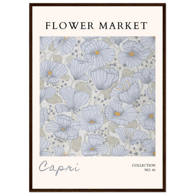 Capri Flower Market Framed Poster – Serene Floral Art Print in Cool Tones | Ready-to-Hang Wall Decor - Vibrantwalls