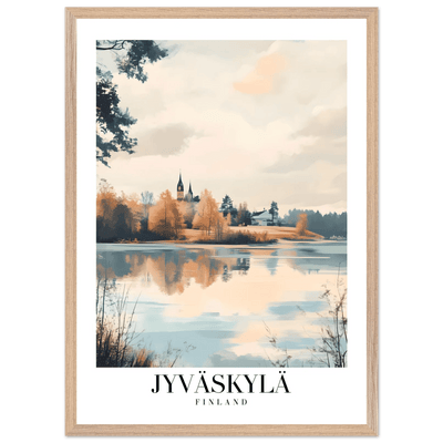 Jyväskylä Finland Framed Poster – Serene Lakeside Wall Art with Vintage-Inspired Charm & Wooden Frame - Vibrantwalls
