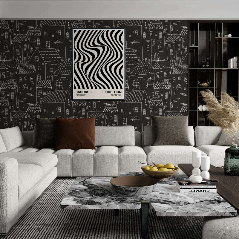 Bauhaus Black White Op Art Wall Art - Vibrantwalls