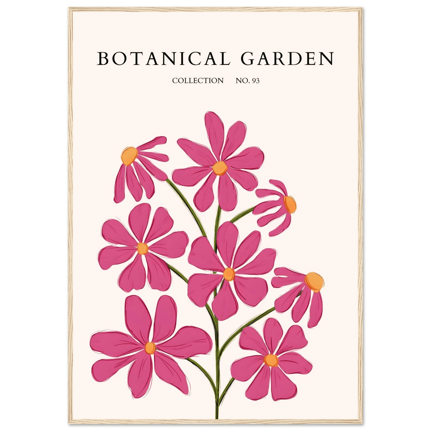Vibrant Botanical Garden Framed Poster – Pink Cosmos & Abstract Floral Art Print | Ready-to-Hang in Various Sizes - Vibrantwalls