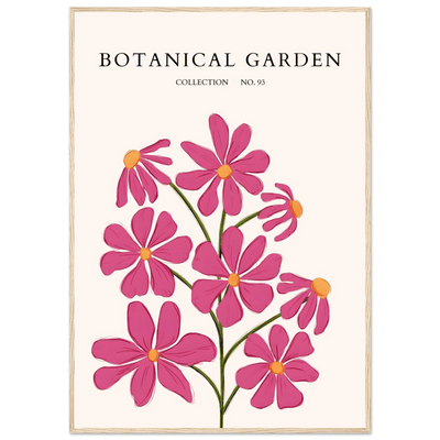 Vibrant Botanical Garden Framed Poster – Pink Cosmos & Abstract Floral Art Print | Ready-to-Hang in Various Sizes - Vibrantwalls