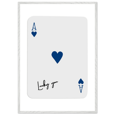 Lucky You Ace of Hearts - Framed Poker Card Art, Minimalist Eclectic Decor, Eco-Friendly Wood Frame - Vibrantwalls