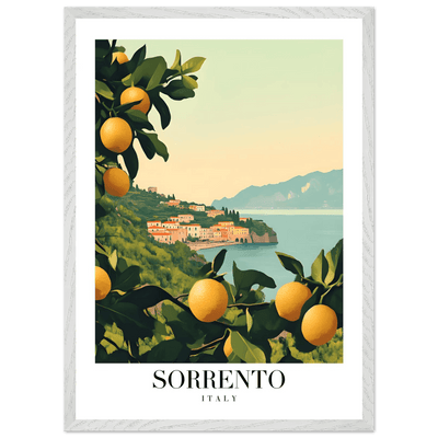 Sorrento Italy Framed Poster – Vintage Citrus Grove Travel Wall Art with Wooden Frame - Vibrantwalls