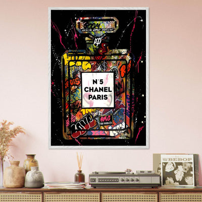 Coco Mademoiselle Chanel Perfume Pop Art Graffiti Print - Iconic Scent, Street Style Art Piece in Your Choice of Frame - Vibrantwalls