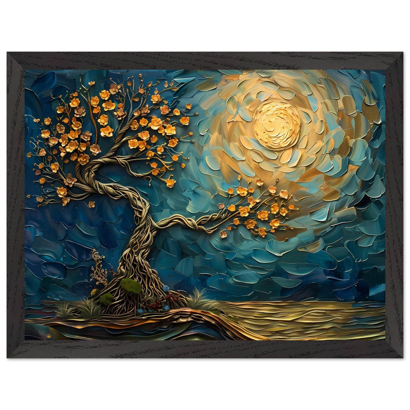 Tree of Life Jewelry - Golden Blooms & Midnight Sky Design - Vibrantwalls