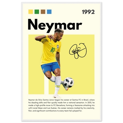 Neymar Jr. Brazilian Football Legend Framed Poster – Vibrant Pop Art Football Print 60x90 cm 24x36″ White frame Vibrantwalls
