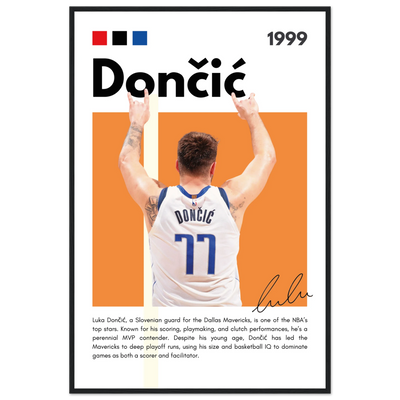 Luka Dončić El Matador Mavericks Framed Poster 60x90 cm 24x36″ Black frame Vibrantwalls