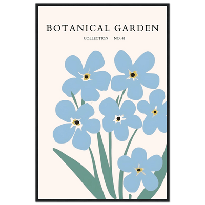 Botanical Garden Forget-Me-Nots Framed Poster - Soft Blue Floral Art Print | Ready-to-Hang Wall Decor - Vibrantwalls