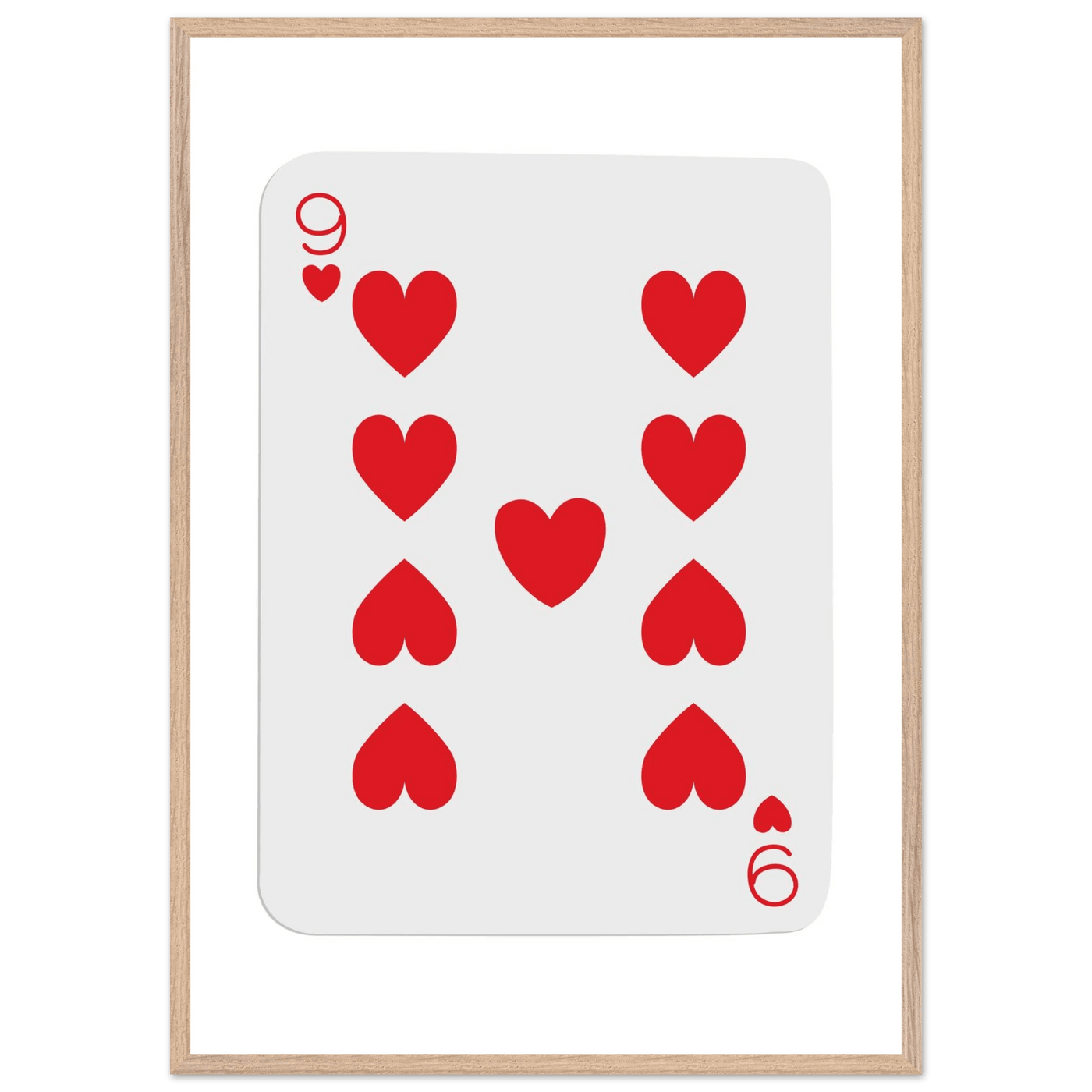 Bold Nine of Hearts Poker Card Print - Eco-Friendly Framed Poster Art in Your Choice of Frame & Size - Vibrantwalls