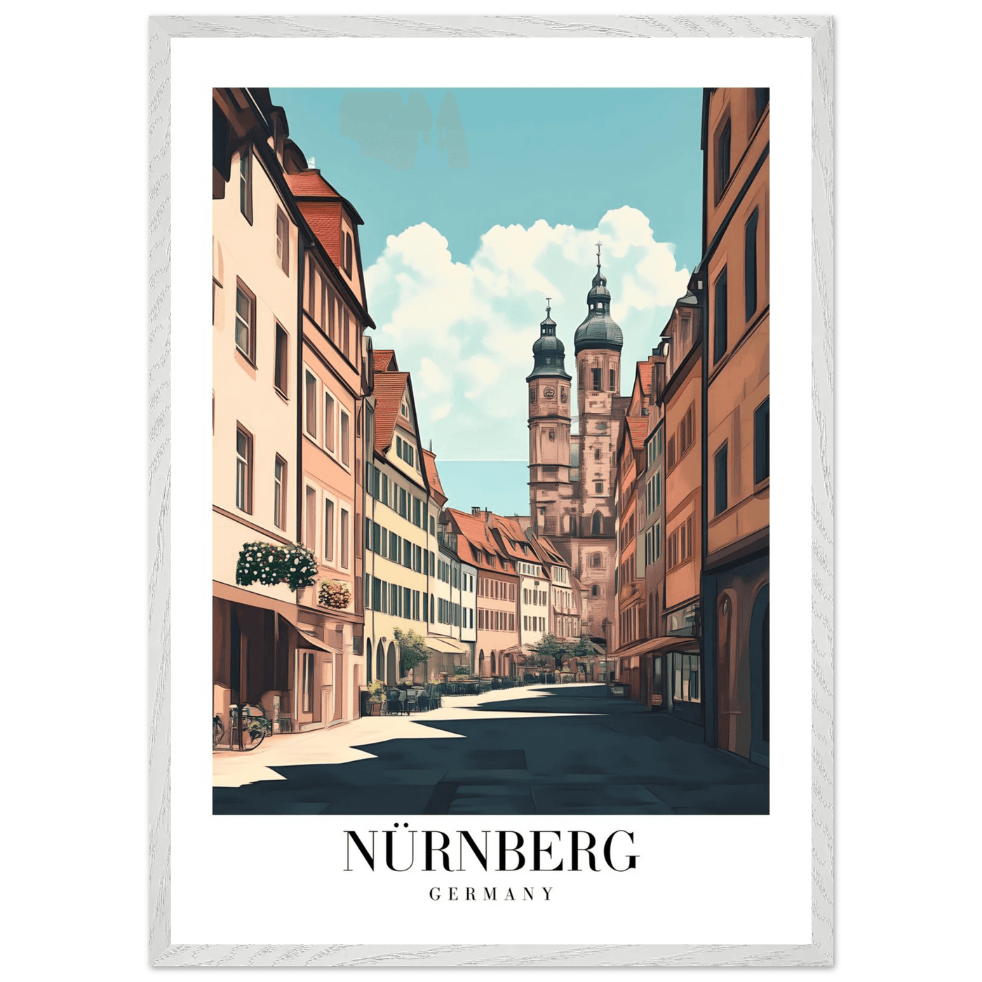 Nürnberg Germany Framed Poster – Vintage European Street Scene Wall Art with Wooden Frame - Vibrantwalls
