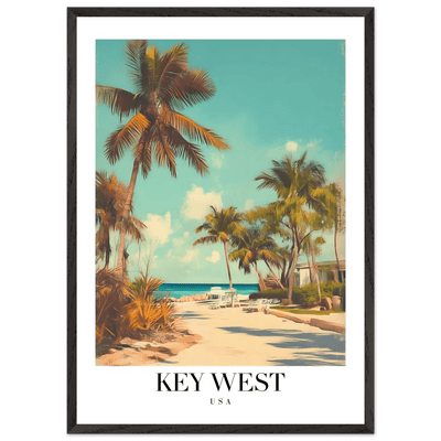 Key West USA Framed Poster – Vintage Travel Wall Art with Wooden Frame - Vibrantwalls