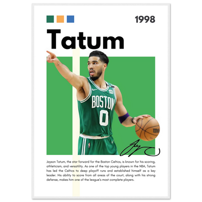 Jayson Tatum Boston Celtics Star Framed Poster 70x100 cm 28x40″ White frame Vibrantwalls