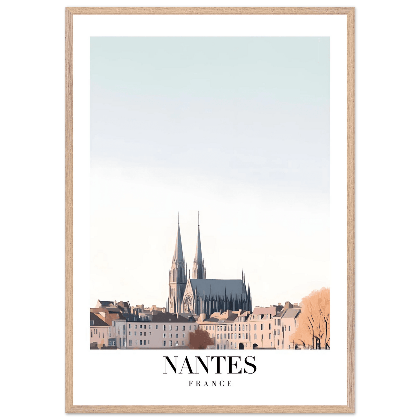 Nantes France Cathedral Framed Poster - Minimalist Travel Wall Art in Your Choice of Size & Frame - Vibrantwalls