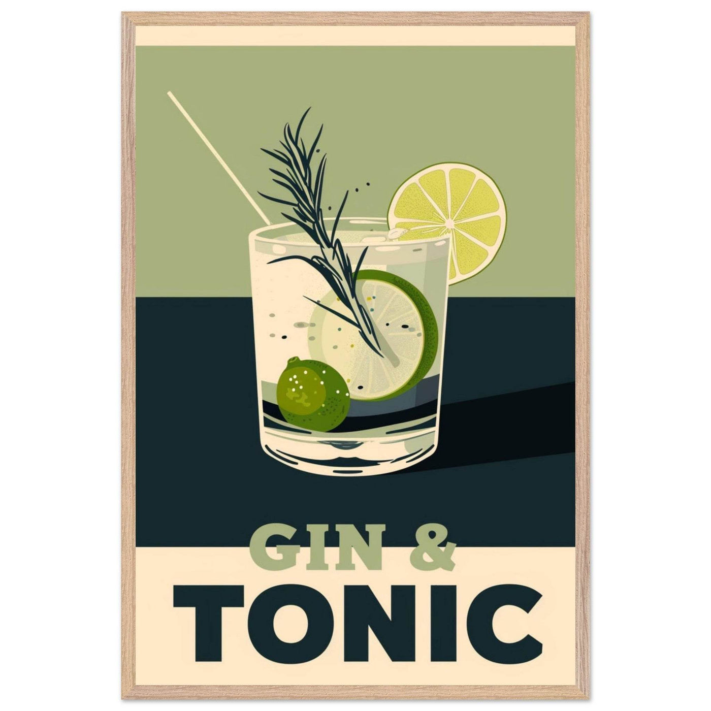 Gin Tonic Cocktail Recipe Contemporary Bar Poster - Vibrantwalls