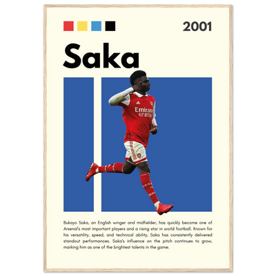 Bukayo Saka Arsenal Framed Poster – Modern Football Art Print for Gooners 70x100 cm 28x40″ Wood frame Vibrantwalls
