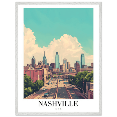Nashville USA Framed Poster – Vibrant Urban Wall Art with Wooden Frame - Vibrantwalls