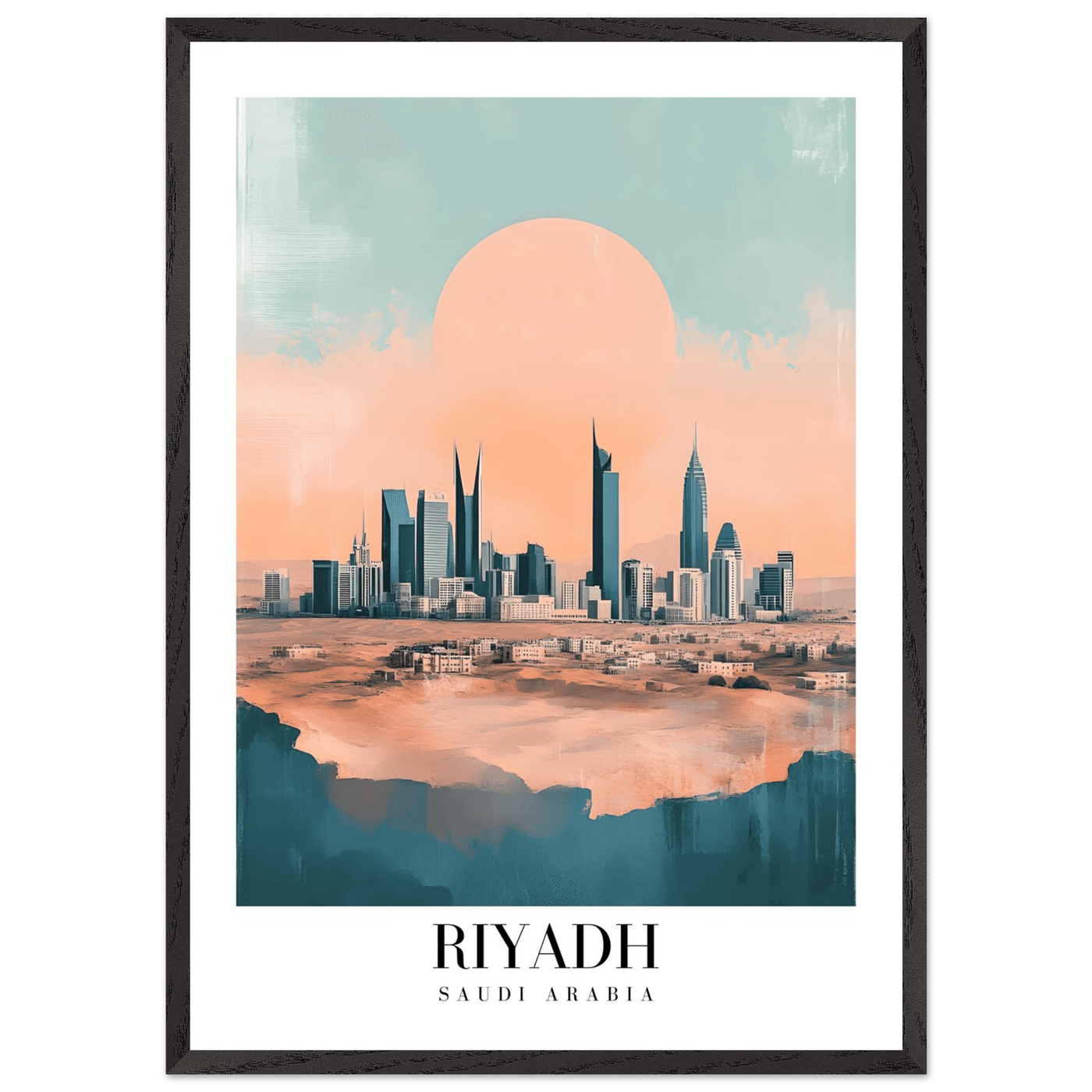 Riyadh Saudi Arabia Framed Poster – Modern Desert City Wall Art in Earthy Tones - Vibrantwalls