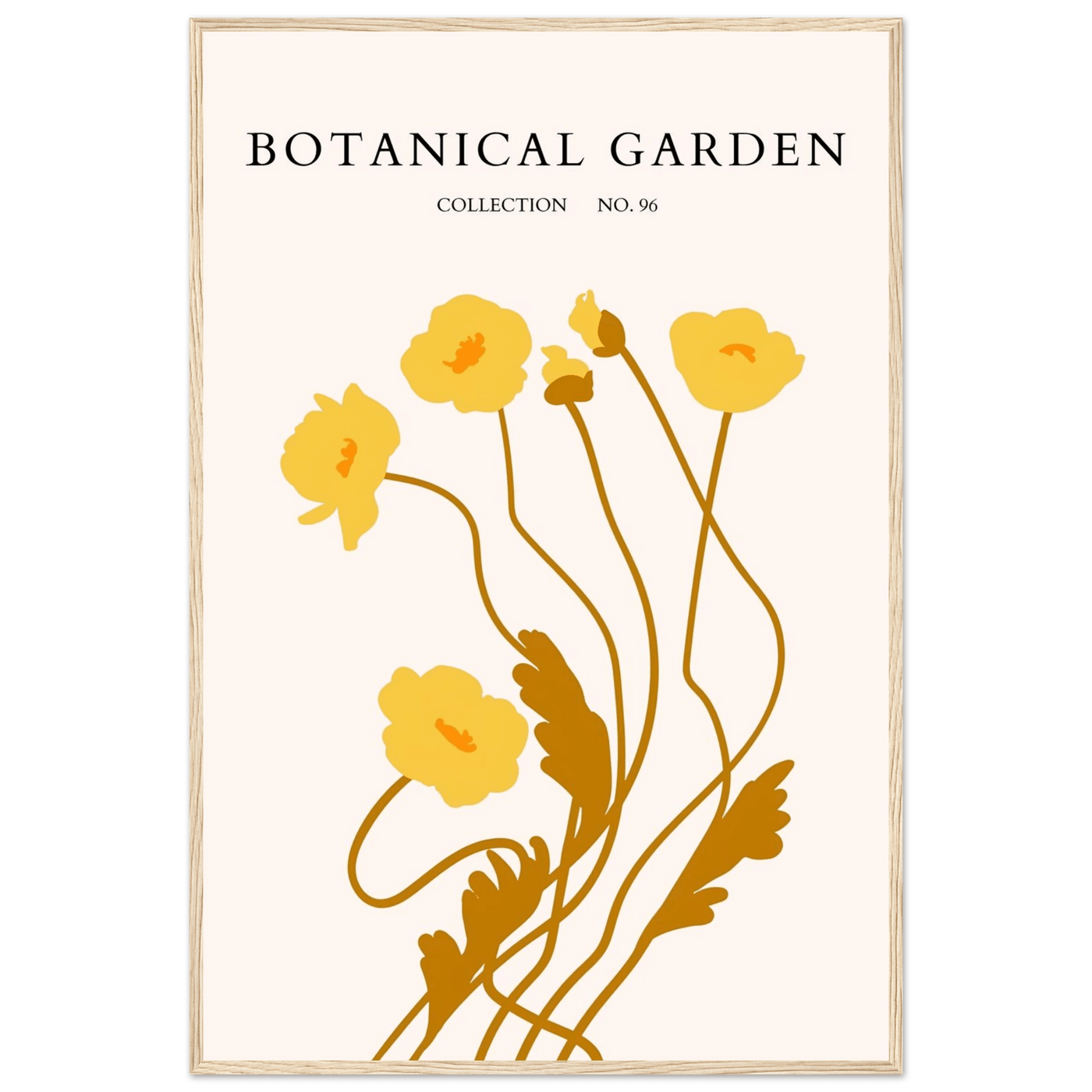 Botanical Garden Framed Art Print – Golden Poppies Abstract Wall Decor | Ready-to-Hang Nature Collection - Vibrantwalls