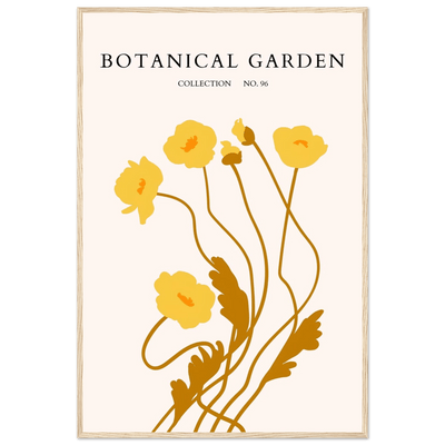 Botanical Garden Framed Art Print – Golden Poppies Abstract Wall Decor | Ready-to-Hang Nature Collection - Vibrantwalls
