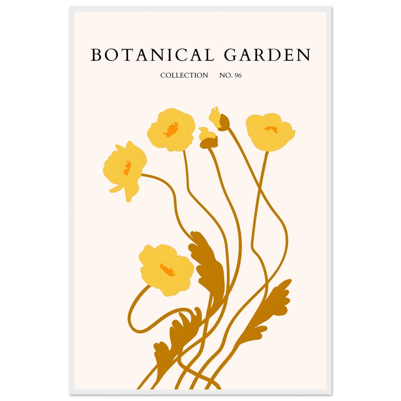 Botanical Garden Framed Art Print – Golden Poppies Abstract Wall Decor | Ready-to-Hang Nature Collection - Vibrantwalls