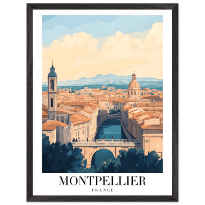 Montpellier France Framed Poster – Vintage Travel Wall Art with Wooden Frame - Vibrantwalls