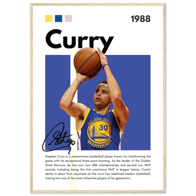 Stephen Curry Golden State Warriors Vintage Art A1 (59.4 x 84.1 cm) Wood frame Vibrantwalls