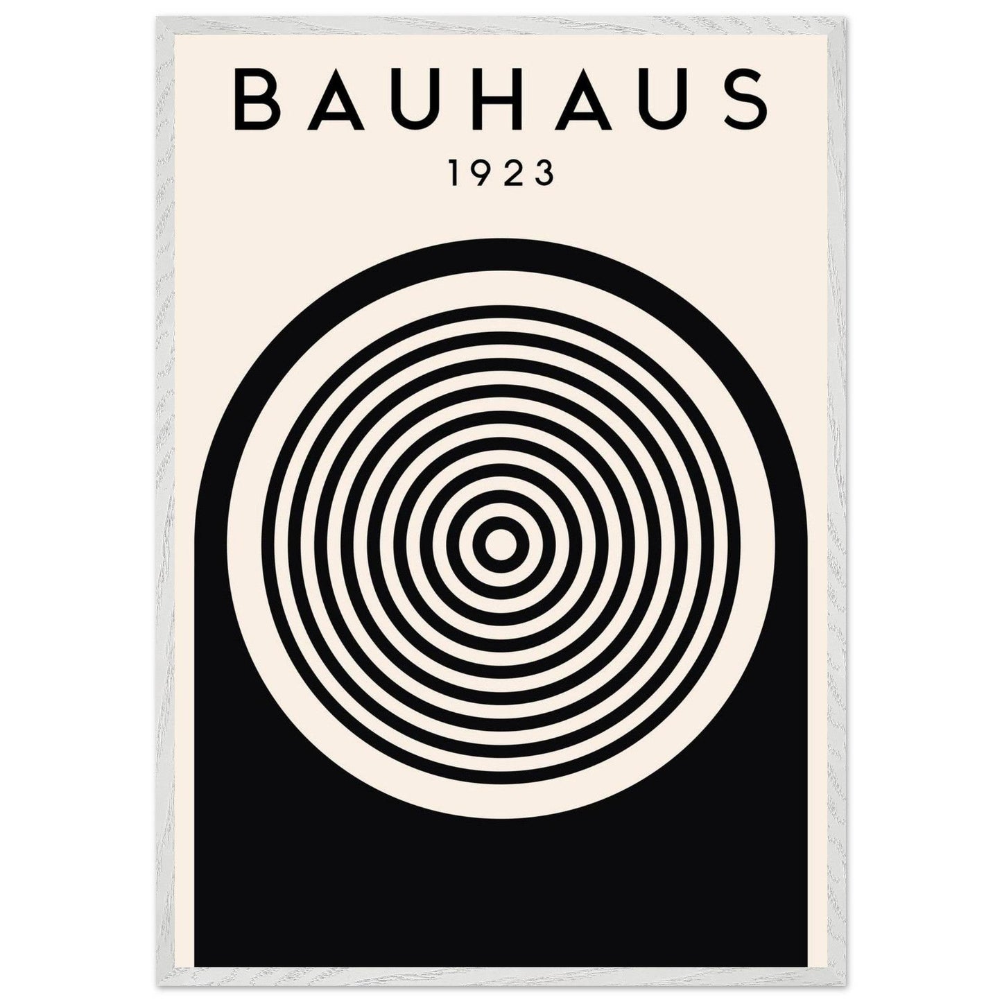 Bauhaus Black White Concentric Circle Movement Design Wall Art - Vibrantwalls